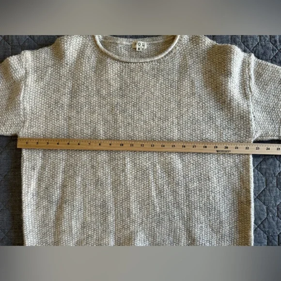 NWOT POL Heather cream raw seam roll neck sequin sweater - size S (fits up to L) - Picture 6 of 8